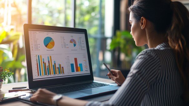 Laptop mit Darstellung eines Prozesses: Software zur Prozessmodellierung hilft dabei, Prozesse zu optimieren.