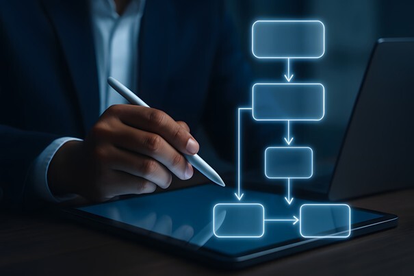 Visualisierung eines automatisierten Dokumenten-Workflows mit integrierter DMS-Lösung