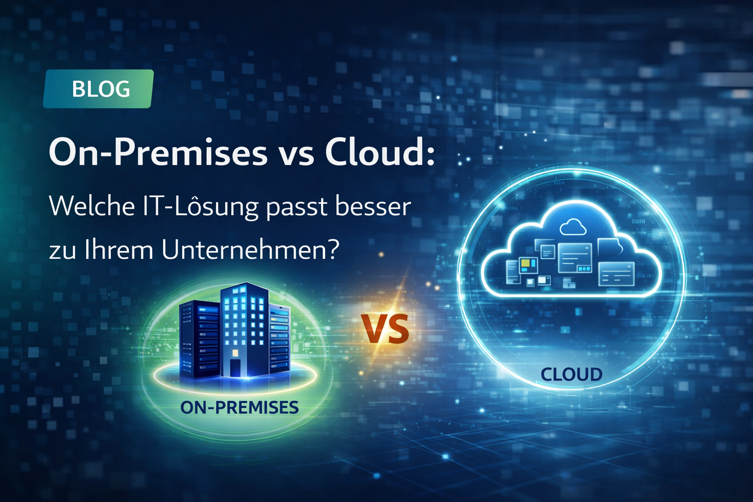 Symbolische Darstellung einer Cloud über einem digitalen Unternehmen.