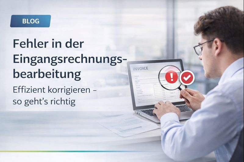 Mann in der Buchhaltung muss Fehler korrigieren: Wer auf analoge Prozesse setzt, muss häufiger eine fehlerhafte Rechnung korrigieren.