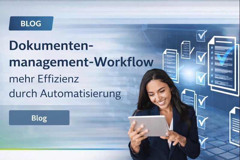 Frau mit Tablet-PC: Ein Workflow für die Dokumentenverwaltung (auch Dokumenten-Workflow oder Document Workflow) ist ein strukturierter Ablauf von Aufgaben.