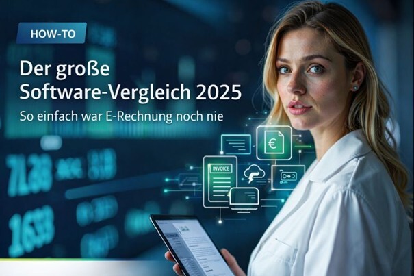 Frau arbeitet digital mit Rechnungen: Digitaler Rechnungsworkflow mit Cloud, KI und revisionssicherer Archivierung