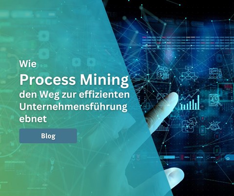 Ein Finger tippt auf eine digitale Übersicht aus Graphen, die symbolisch für die Prozessautomatisierung (Process Automation) steht.